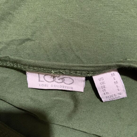 LOGO By Lori Goldstein Womens Size Medium Green Layered Asymmetrical Tunic - Picture 5 of 7